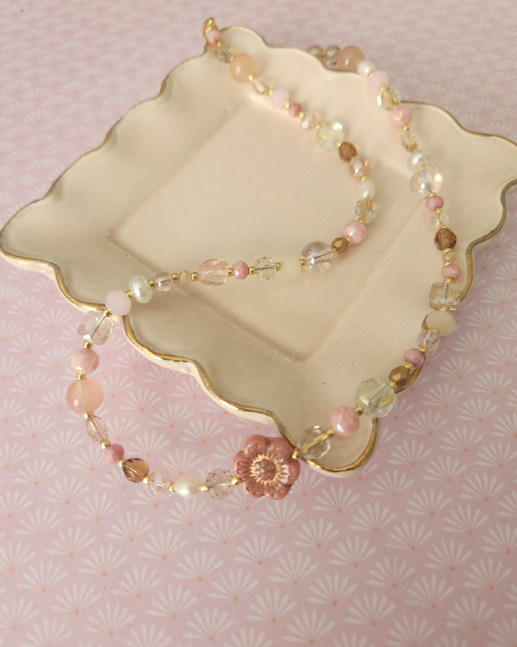 Rosaura Necklace - Handmade Czech Glass Beaded & One-Of-A-Kind