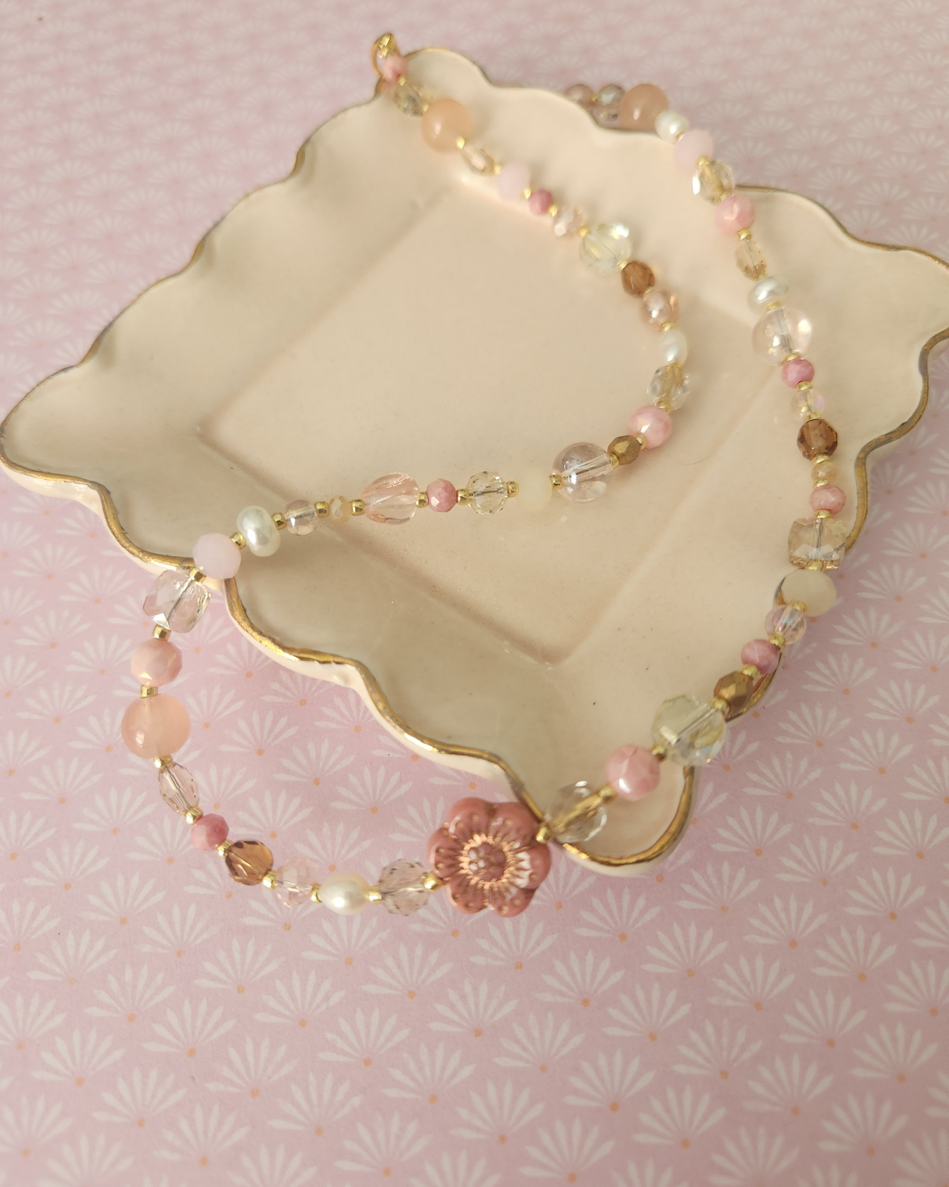 Rosaura Necklace - Handmade Czech Glass Beaded & One-Of-A-Kind