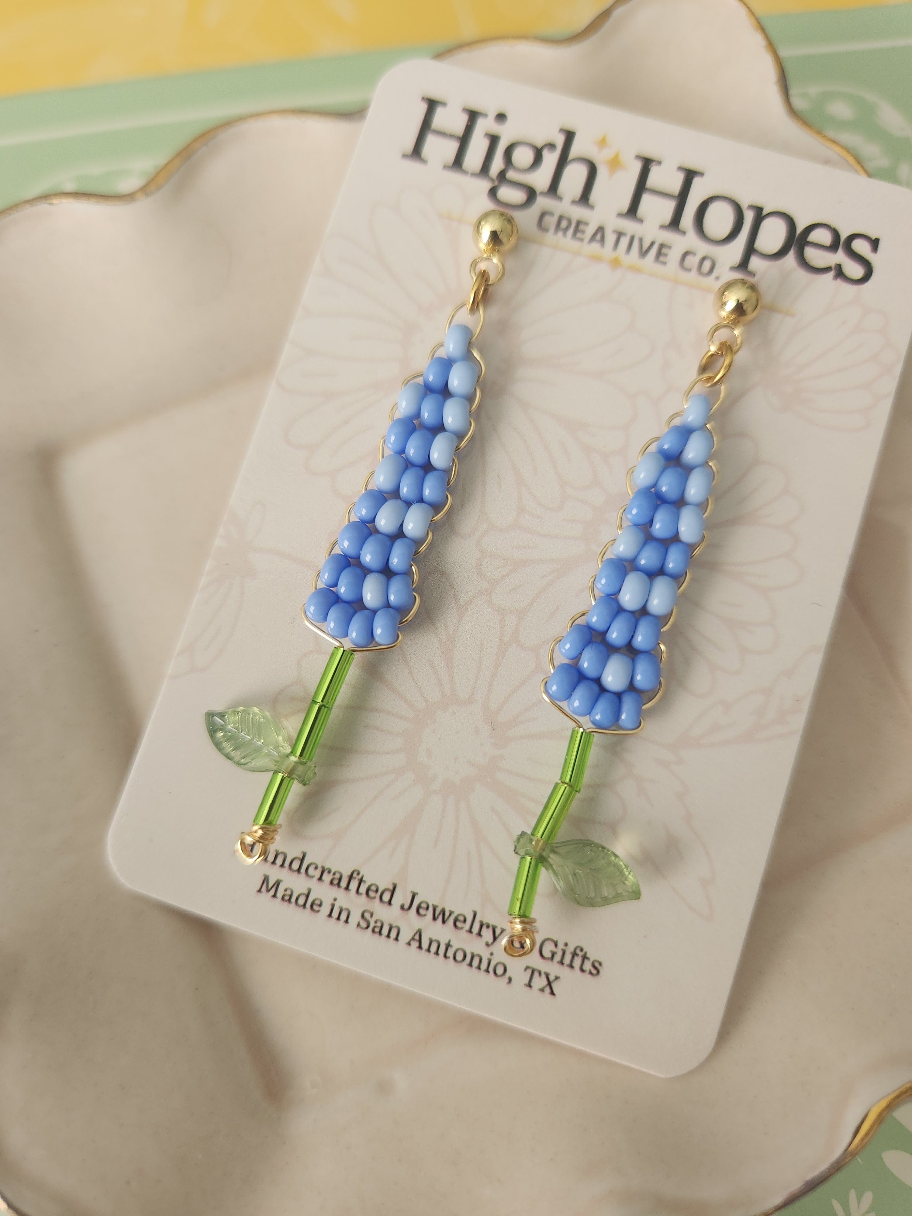 Bluebonnet Beaded Earrings