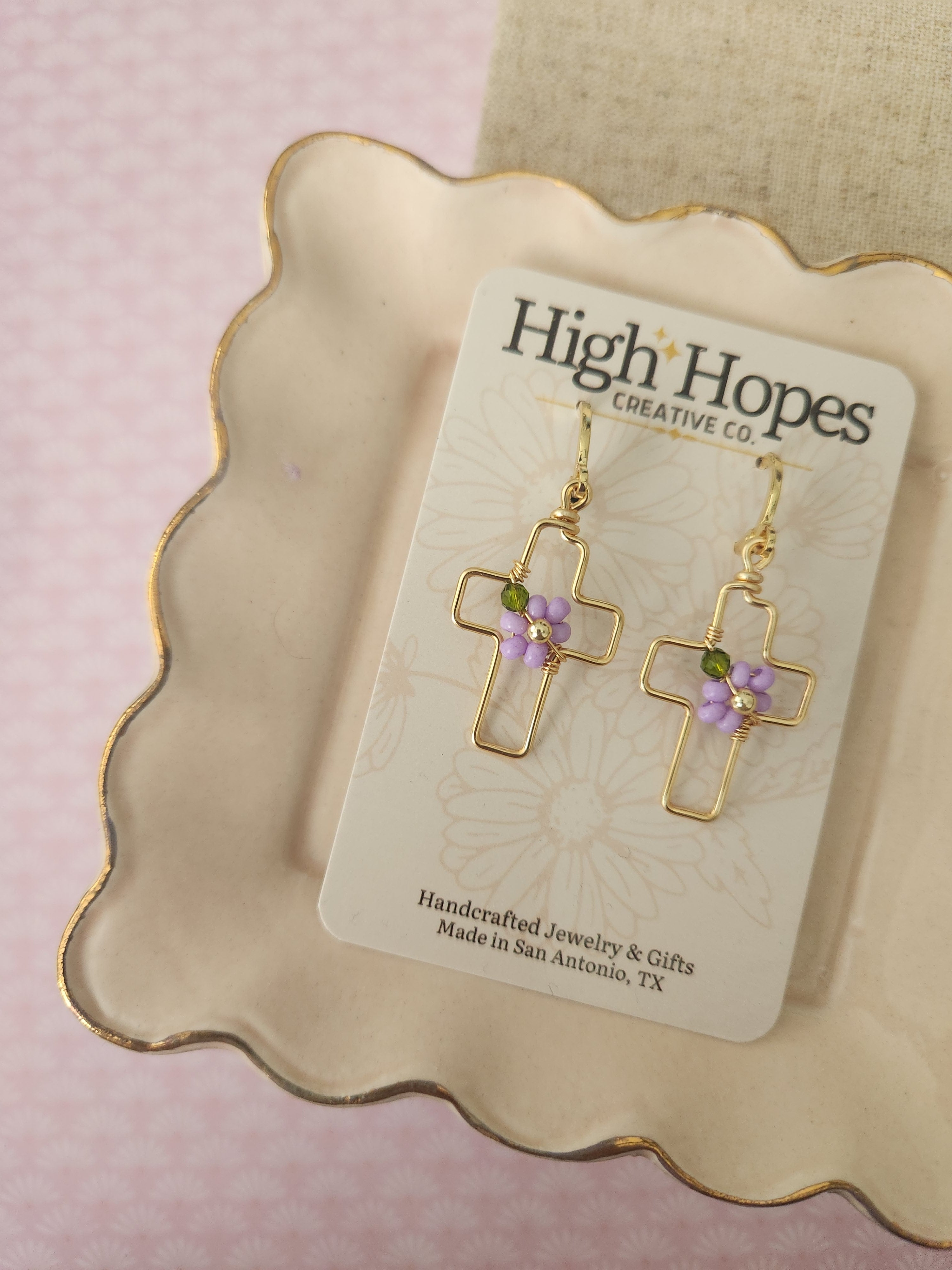 Handmade Wire Crosses with Flowers