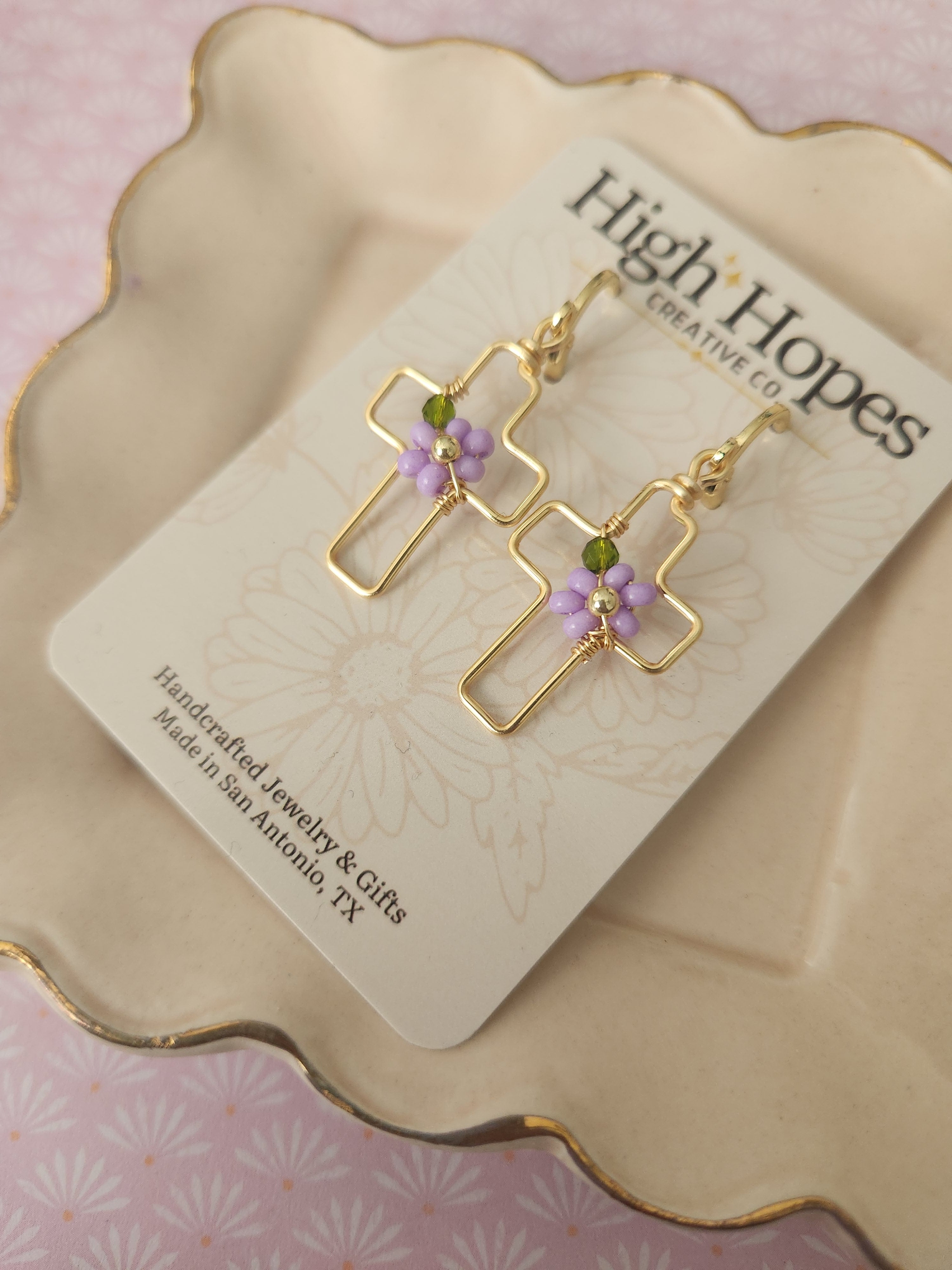 Handmade Wire Crosses with Flowers