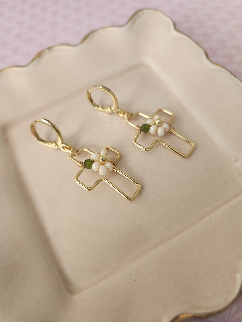 Handmade Wire Crosses with Flowers