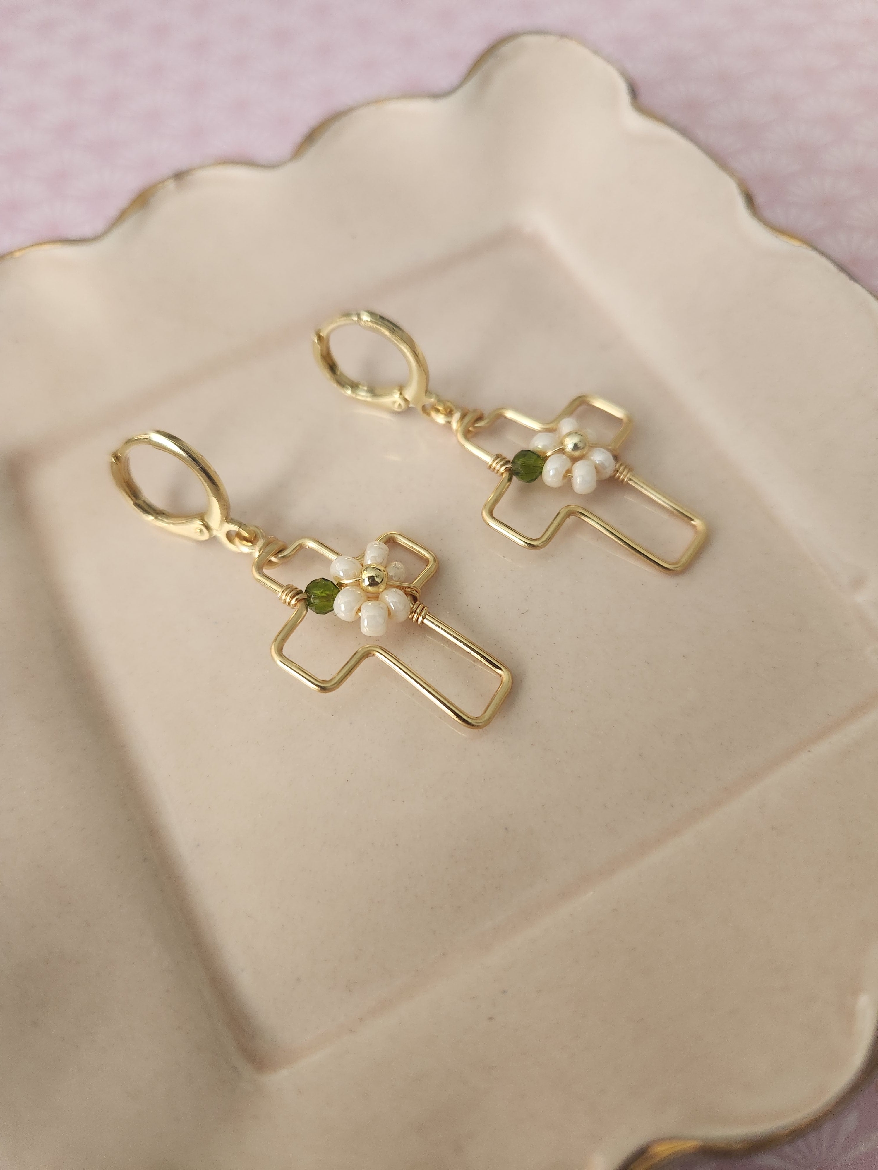 Handmade Wire Crosses with Flowers