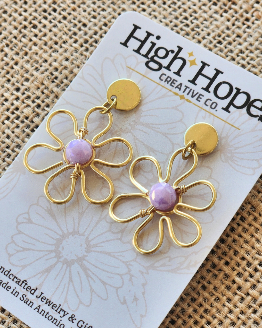 Wire Flower Dangle Earrings