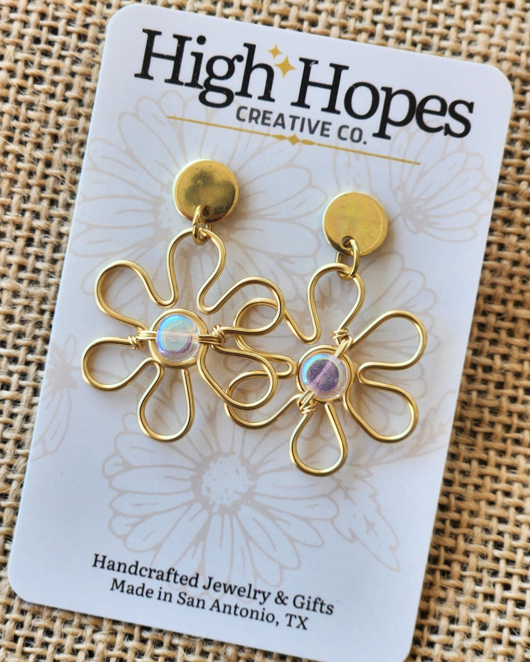 Wire Flower Dangle Earrings