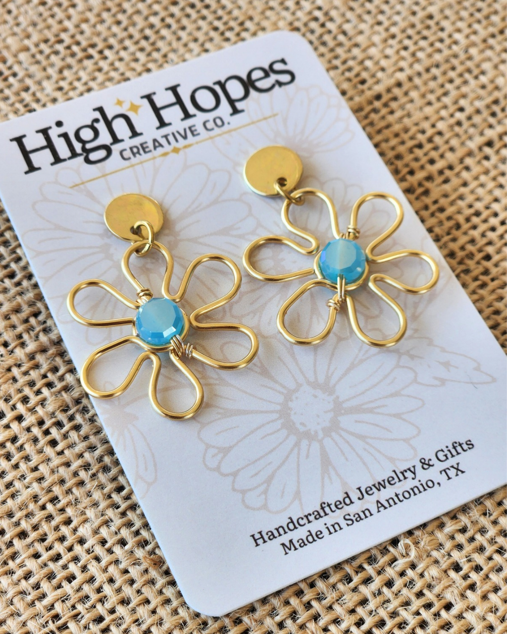 Wire Flower Dangle Earrings