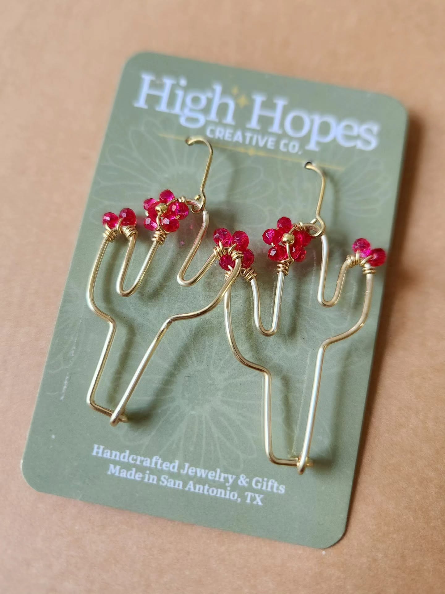 Wire Blooming Cactus Earrings