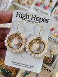 Handmade Wire Sand & Pearl Wrapped Earrings
