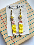 Beaded Pencil Floral Earrings